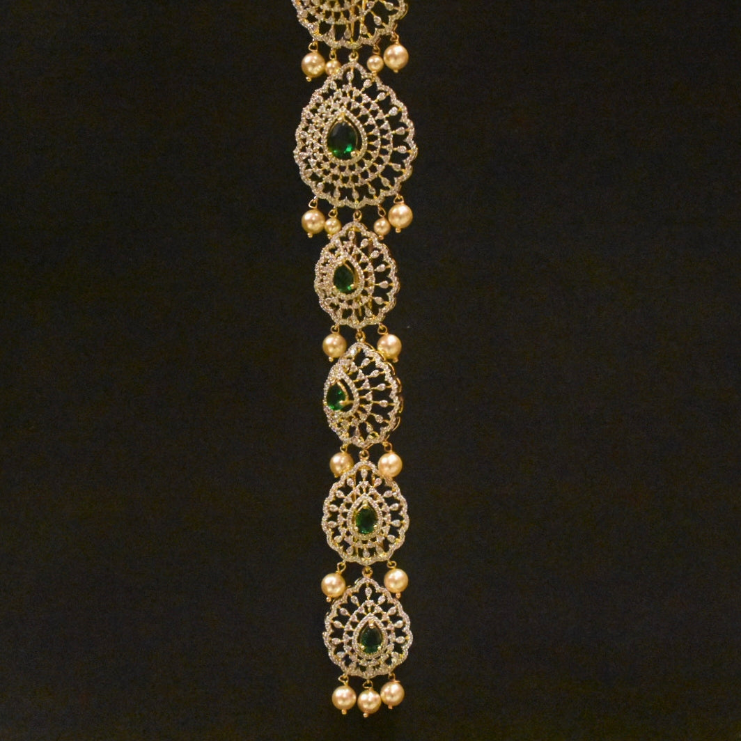 Rhodium Gold Plated Zircon Jada - Premium Bridal Hair Jewelry Set