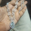 White Rhodium Zircon Necklace Set - Classy Diamond-Look Design