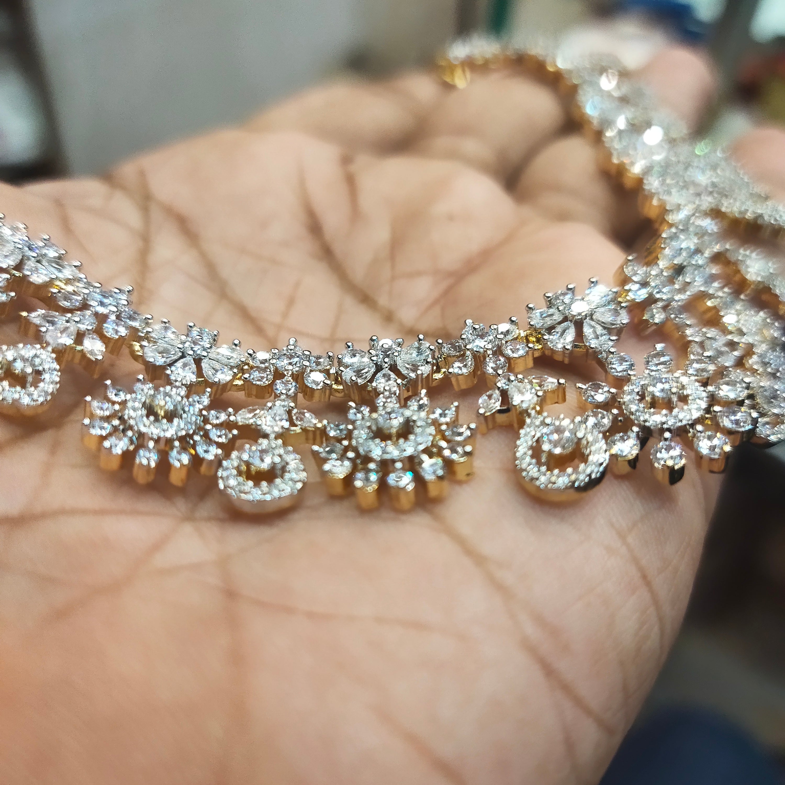 Luxe White Zircon Necklace & Earrings - Rhodium Gold