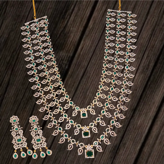 Unveiling the Splendor of the Layered Bridal American Diamond Emerald Haram By Asp Fashion Jewellery