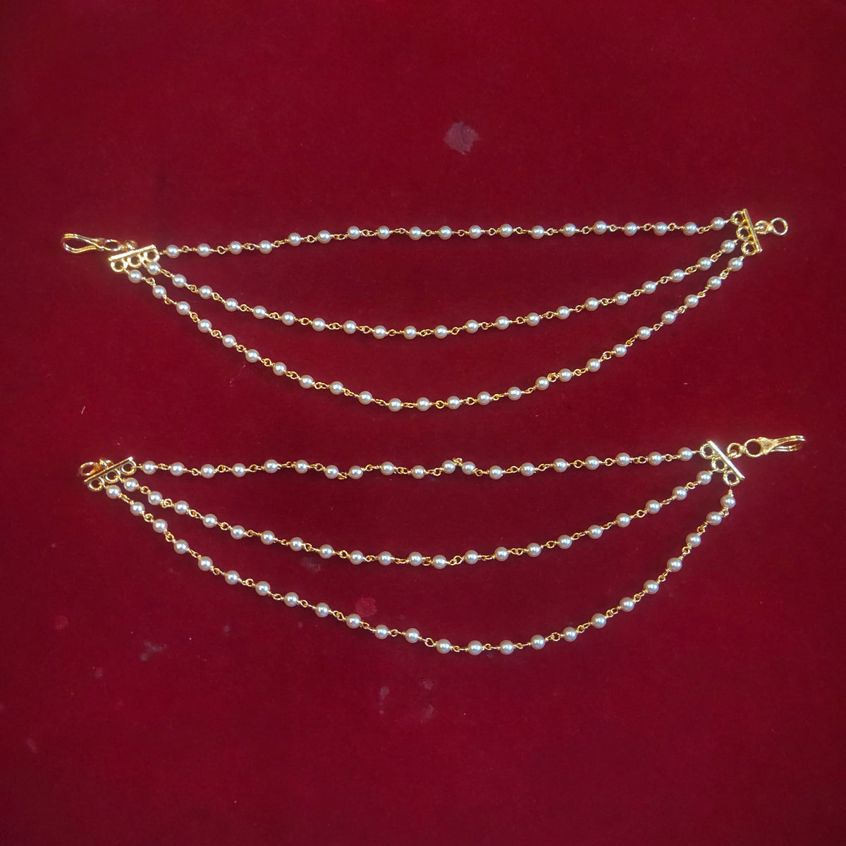 Pearl Ear Chains - Traditional Temple Jewelry