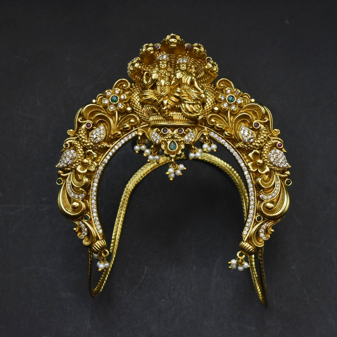 Traditional Lakshmi Temple Vanki Armlet - Gold Plated Bridal Jewelry
