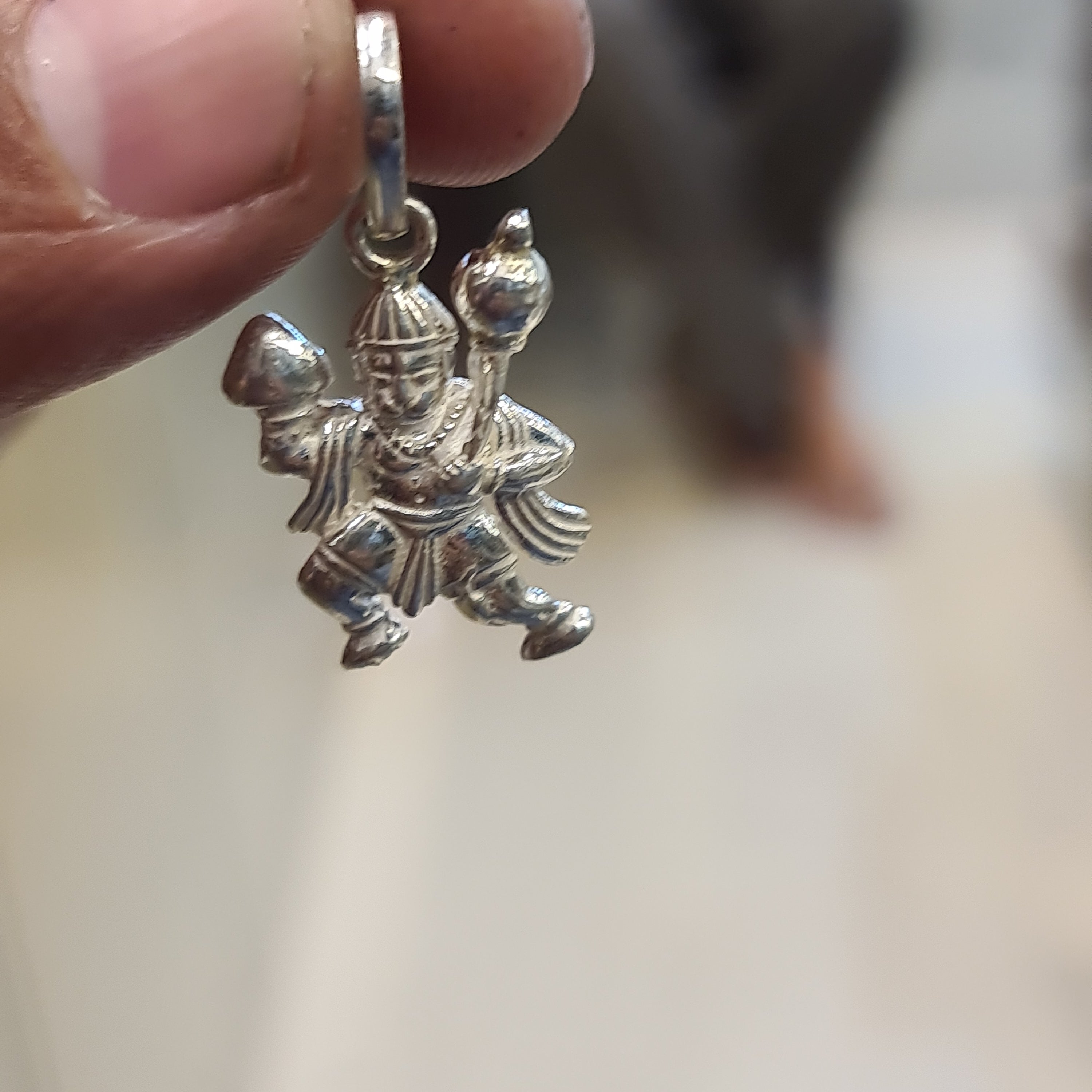 Aanjneyaswami Silver Locket - Hanuman Pendant for Divine Protection & Strength