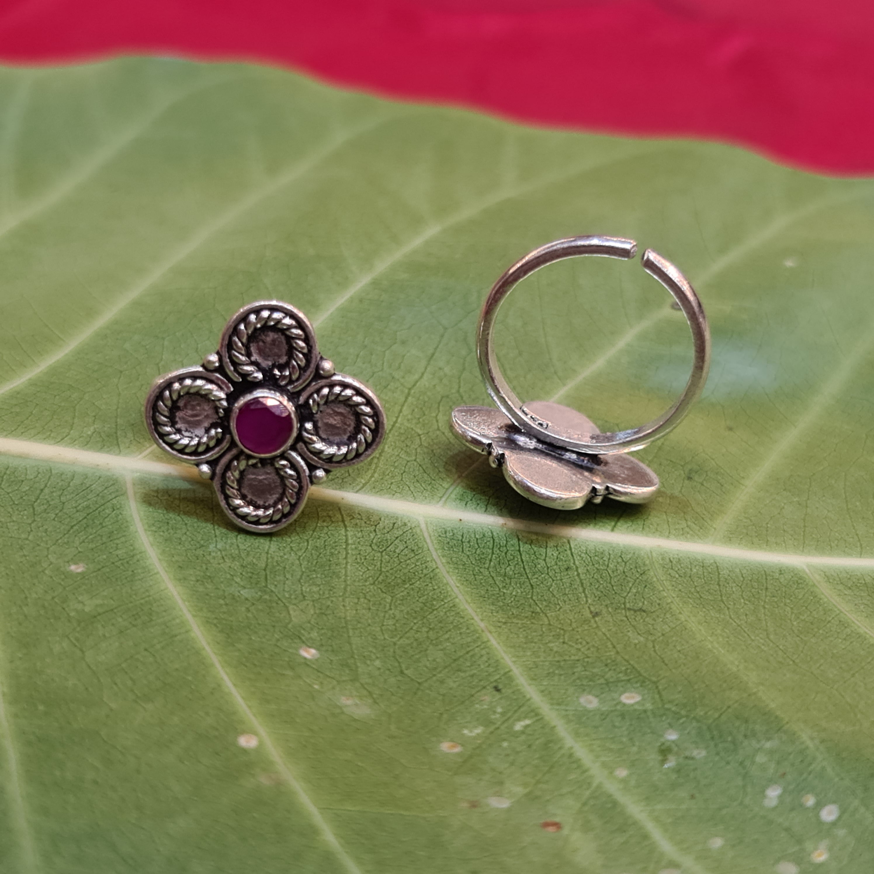 925 Sterling Silver Ruby Emerald Toe Rings - Luxury Gemstone Bichiya 8.4g