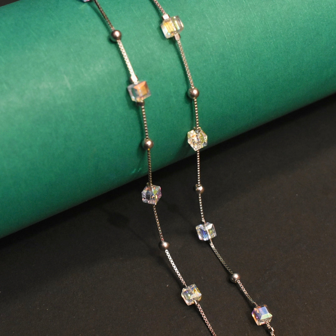 Asp Crystal Swarovski 925 Sterling Silver Minimal Design Anklets