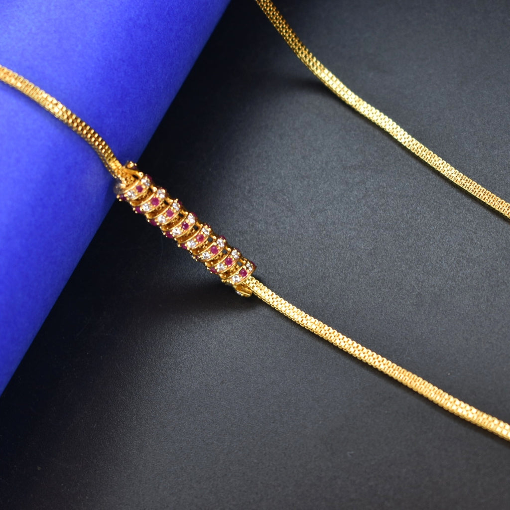 Luxurious 24K Gold Plated Mugappu Chain - Authentic Indian Craftsmanship