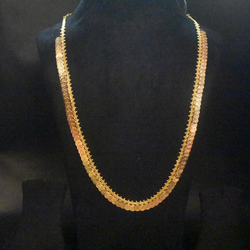 24K Gold Plated Kasulaperu Traditional South Indian Necklace - 24 Inches