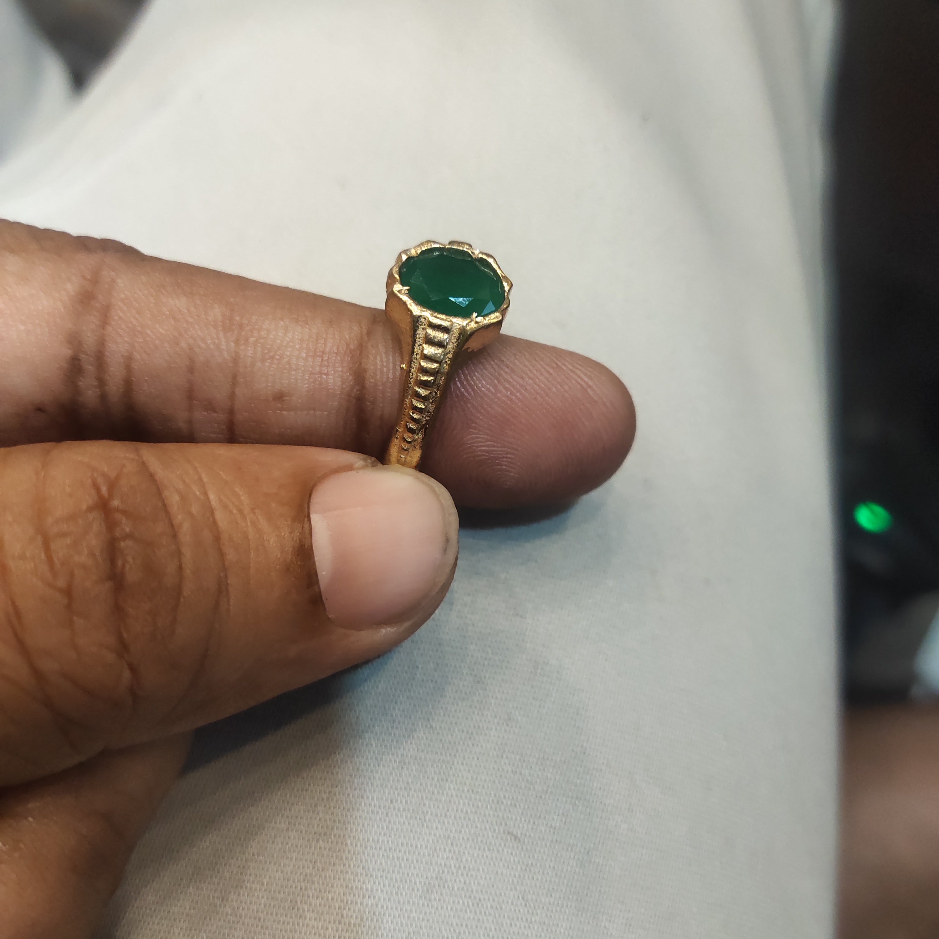 Emerald Panchloha Ring - Men's Anti-Tarnish