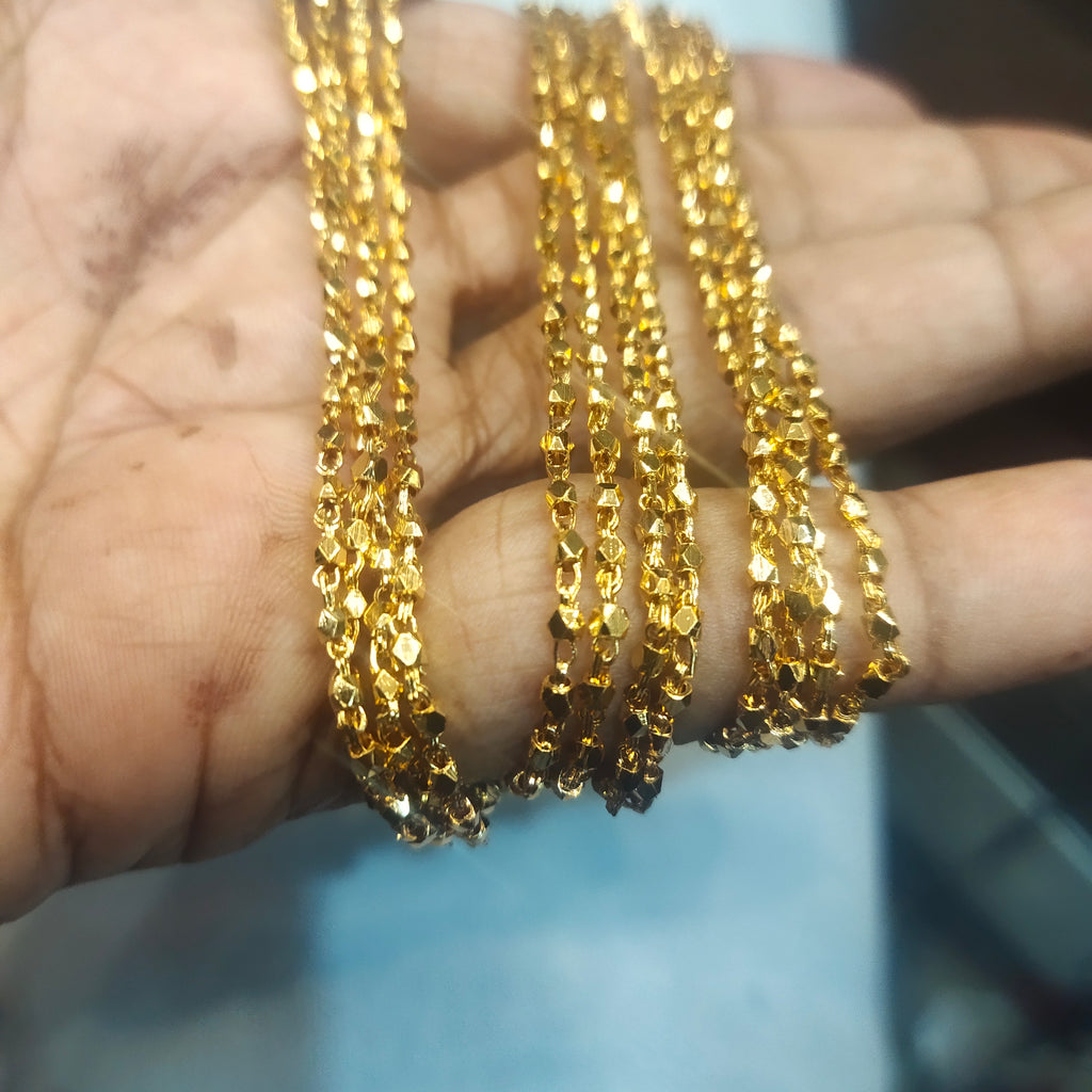 24K Gold Plated 4 Lines Handmade Palakasarulu Chain - 24 Inches