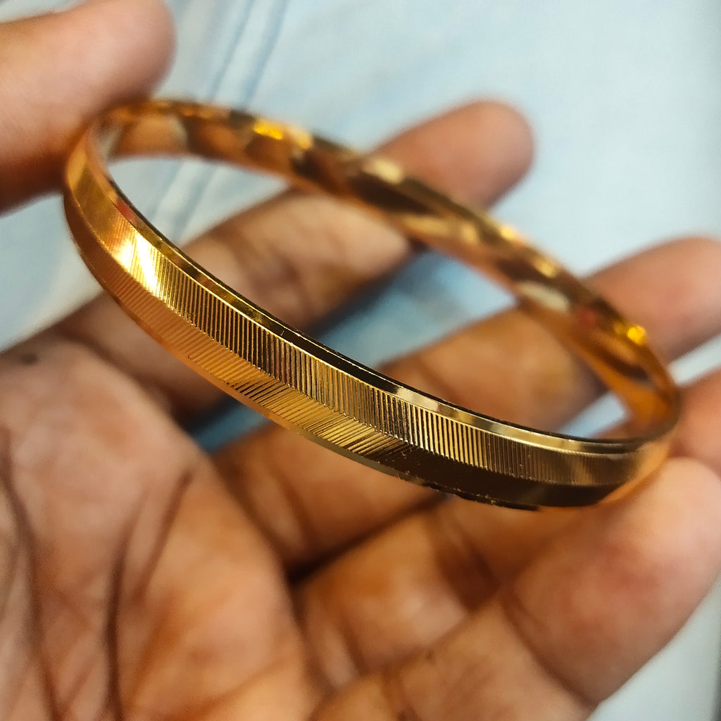24K Gold Plated Punjabi Sikh Kada for Men - Anti Tarnish Daily Wear Bracelet