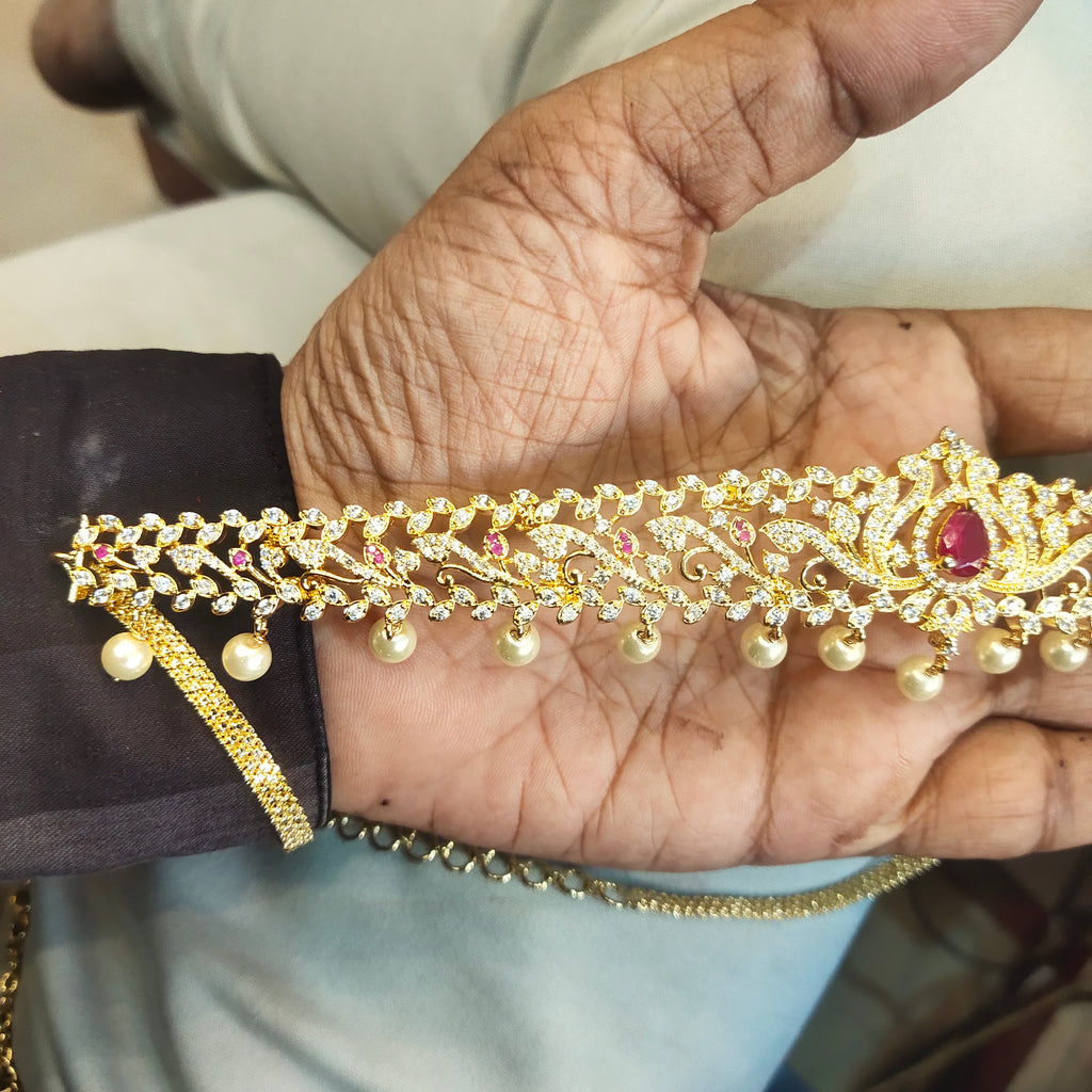 24K Gold Plated Zircon Chain Vaddanam