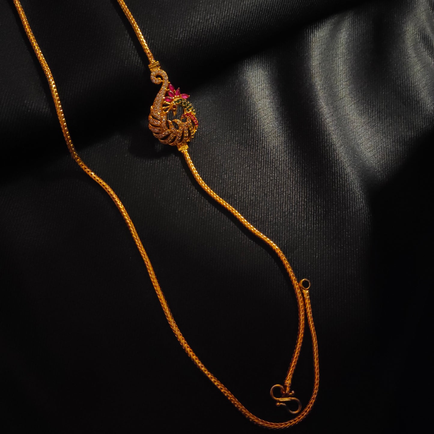 "Dazzle in Elegance: The Exquisite 24K Gold Plated CZ Mugappu Chain by ASP Fashion Jewellery"