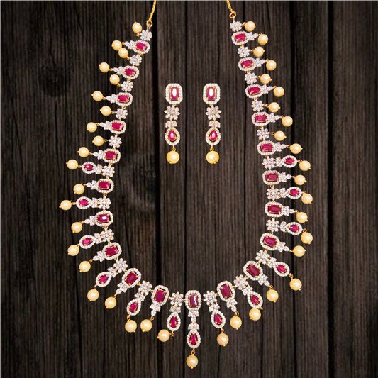 A Showcase of Asp Fashion Jewellery's Elegant Ruby and American Diamonds Long Haram