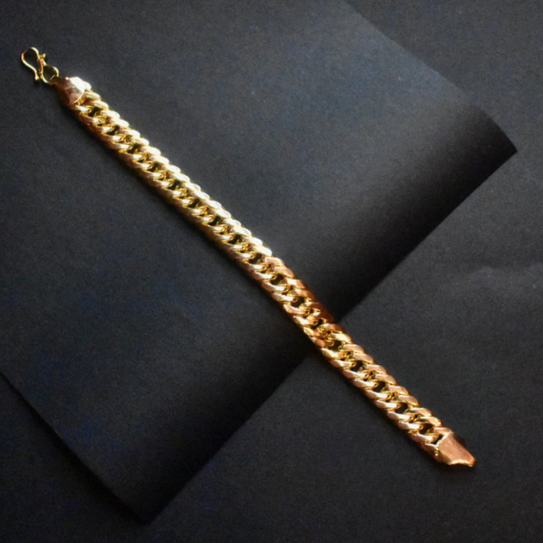 "Gilded Glory: The Asp 24K Gold-Plated Cuban Men's Bracelet"