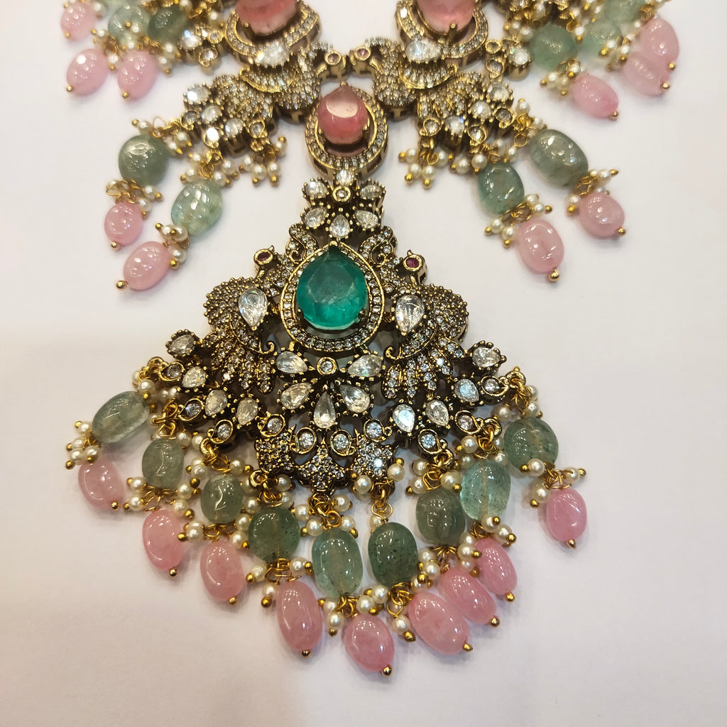 Asp Victorian Pink Zircon & Kundan Necklace Set