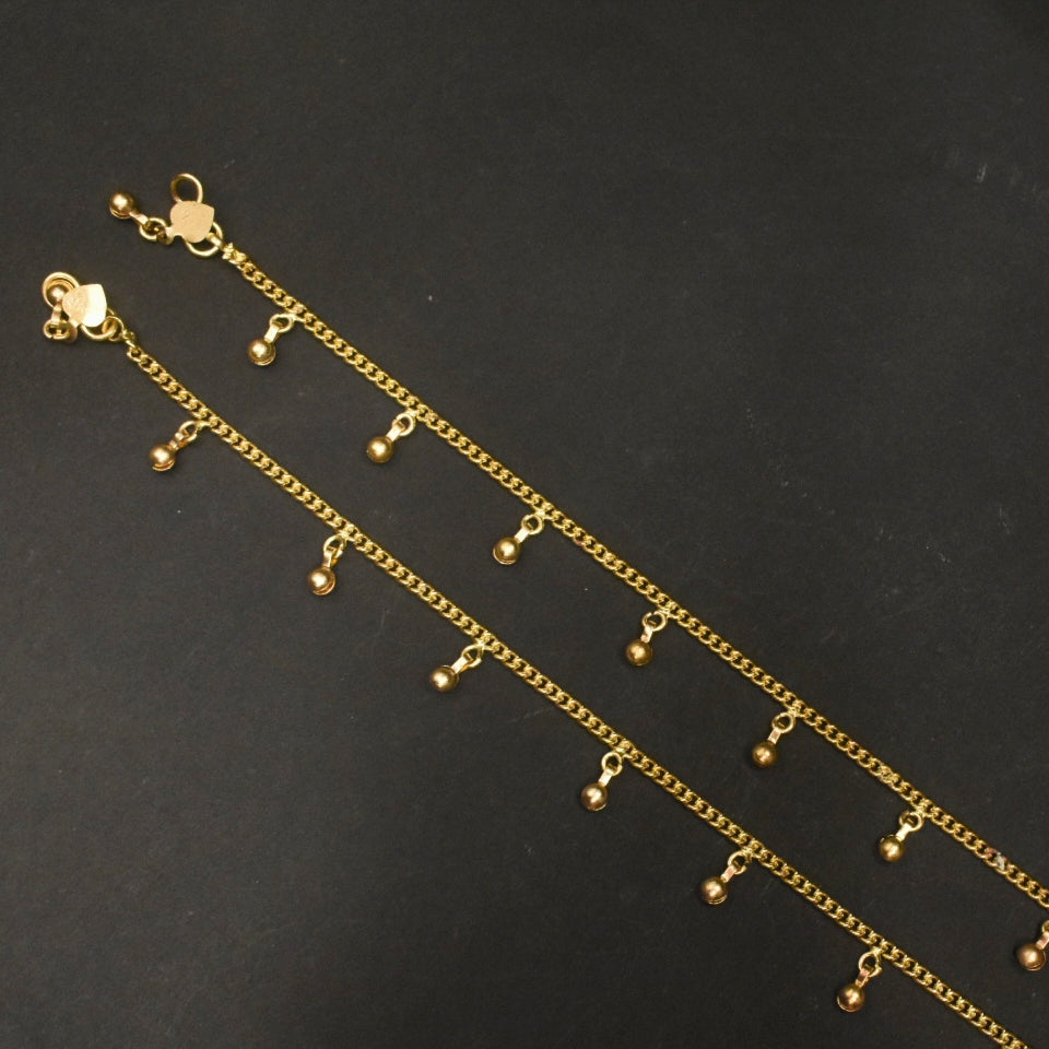 24K Gold Plated Simple Design Anklets - 10 Inches