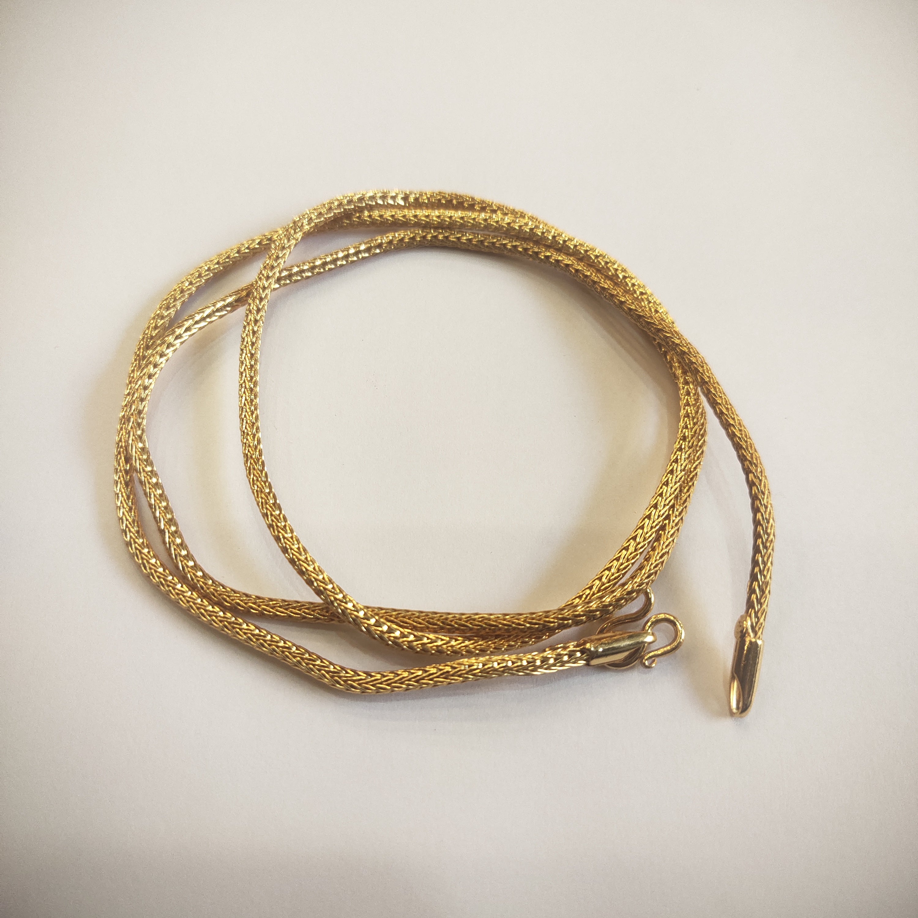 24K Gold Plated One Gram Chain for Women - 24 Inches | Textured Design