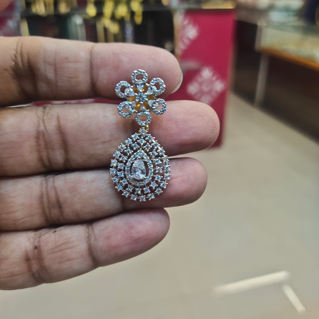 Asp Rhodium-Gold Zircon Drop Earrings