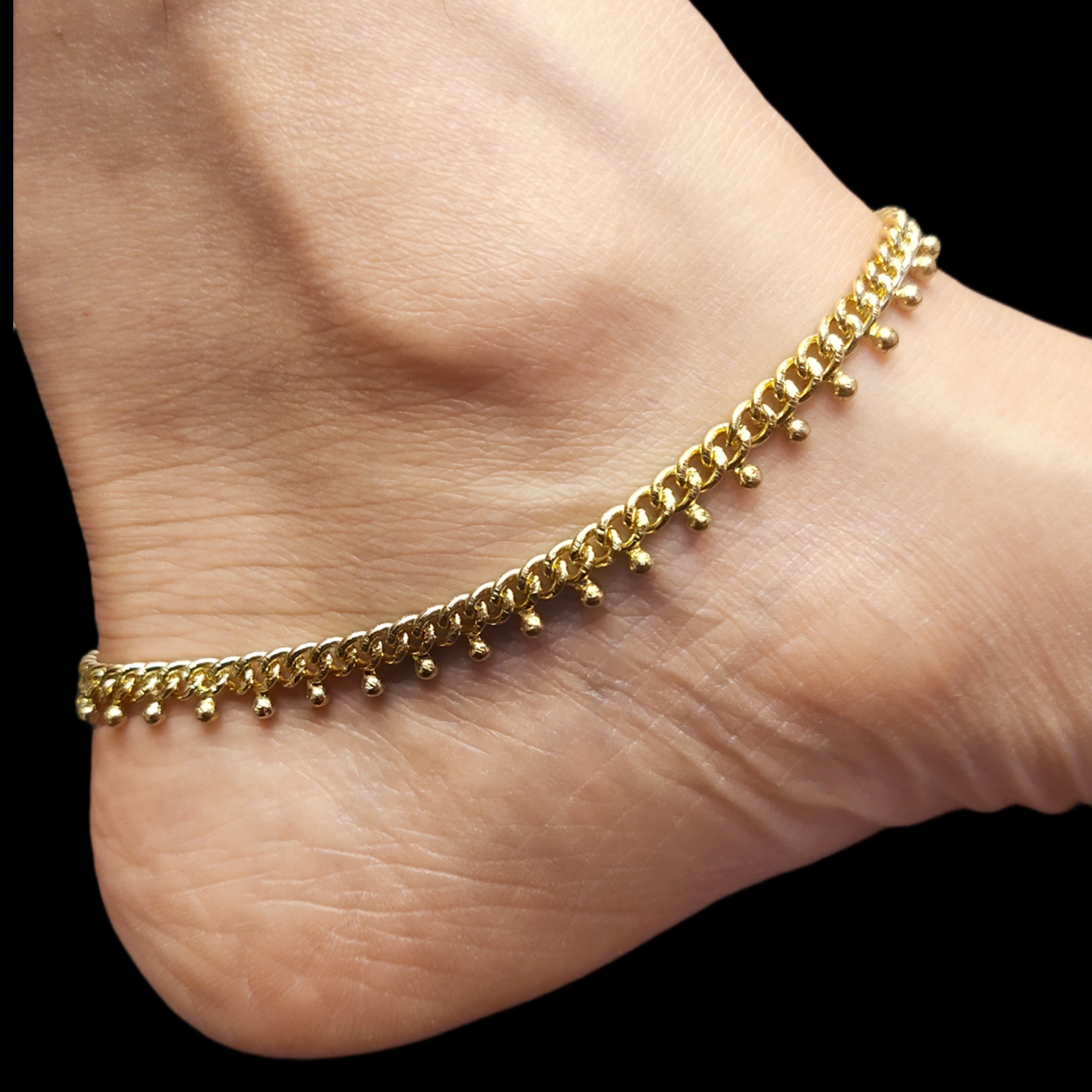 Slim Panchloha Pattilu Anklets - Traditional Five Metal Wedding Jewelry