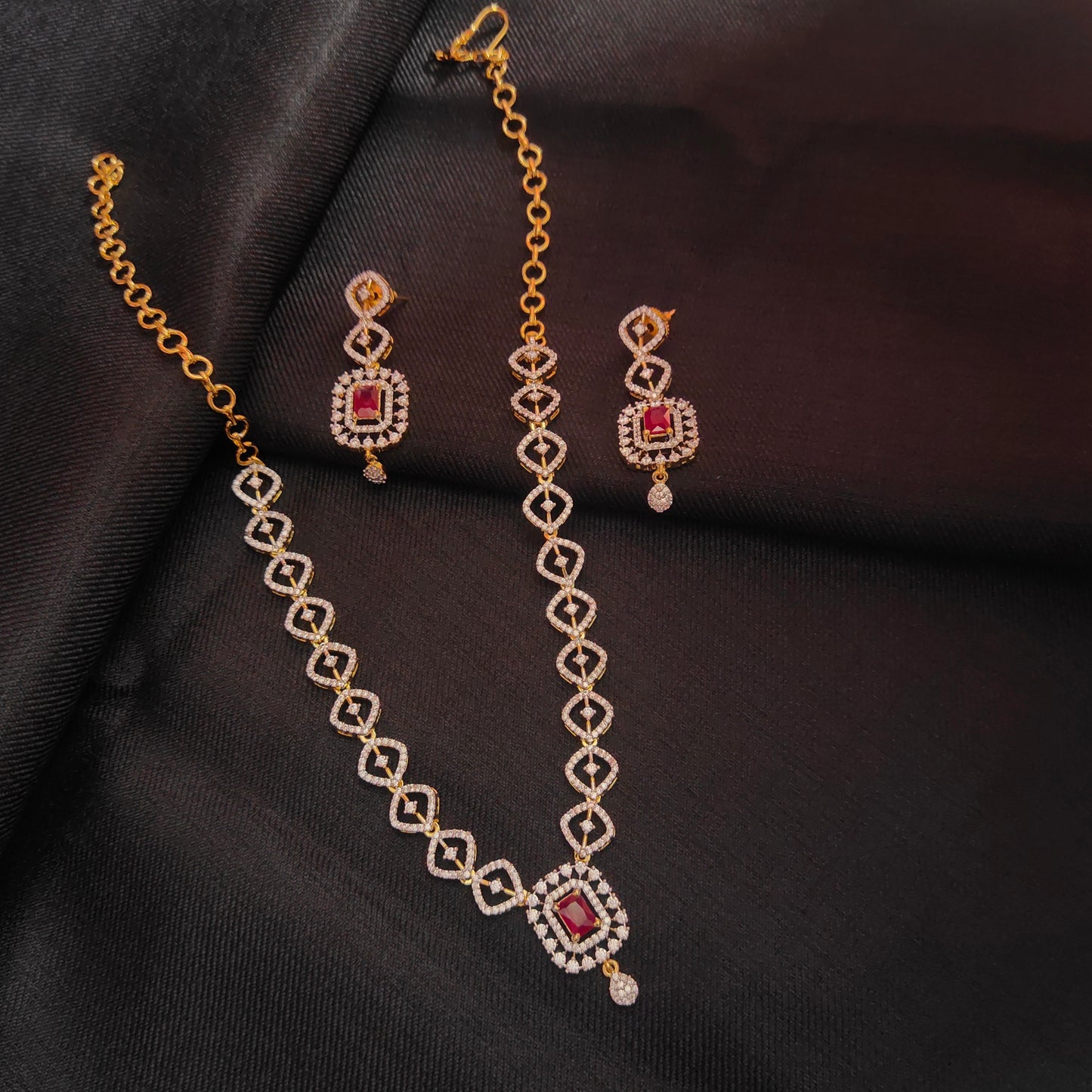 "Dazzle and Shine: The Delicate Diamond Model Necklace Set by ASP Fashion Jewellery"