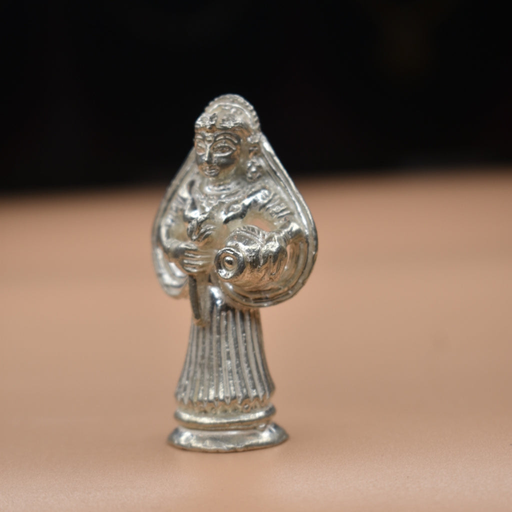 Pure Silver Annapurna Devi Idol - Handcrafted Goddess of Food Statue