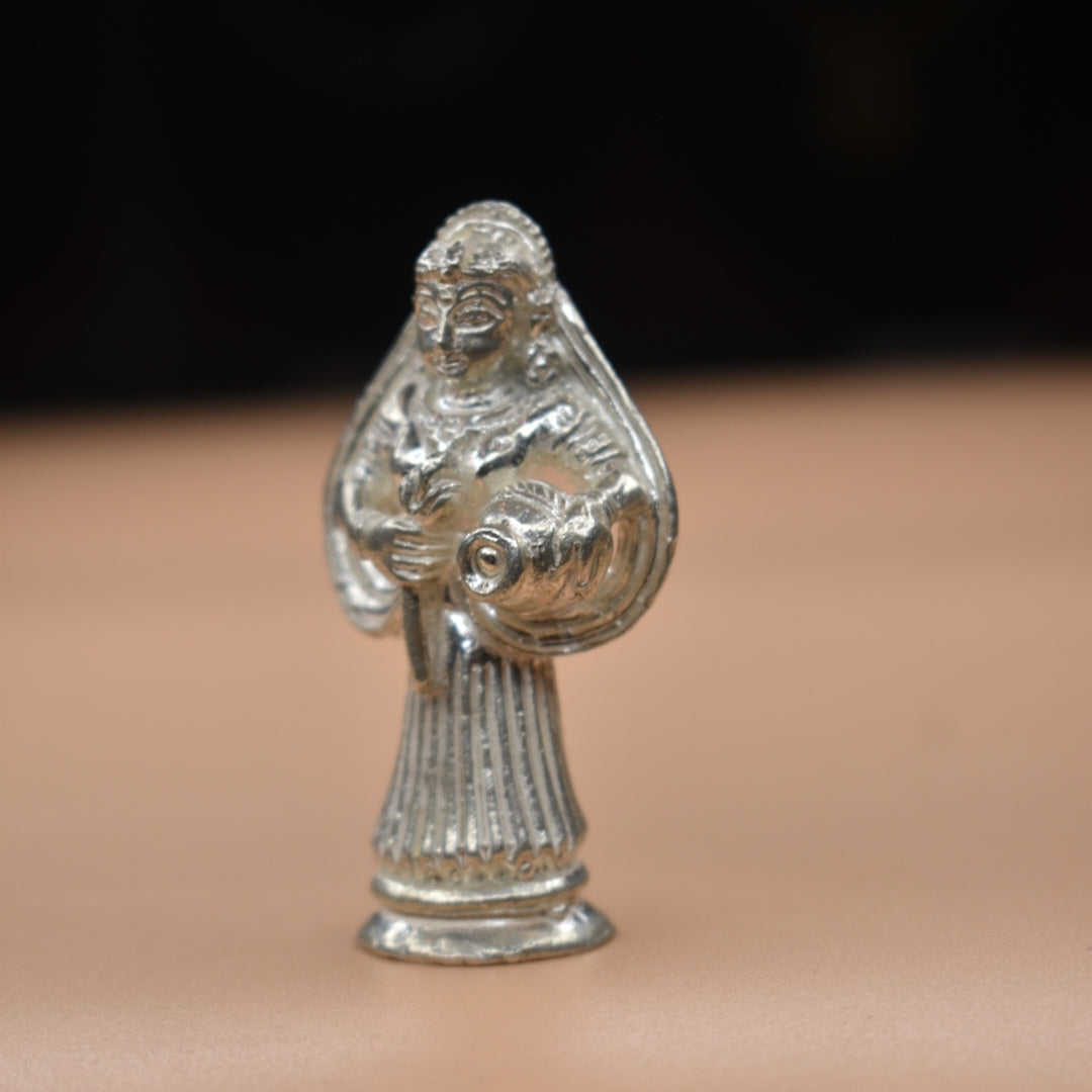 Pure Silver Annapurna Devi Idol - Handcrafted Goddess of Food Statue