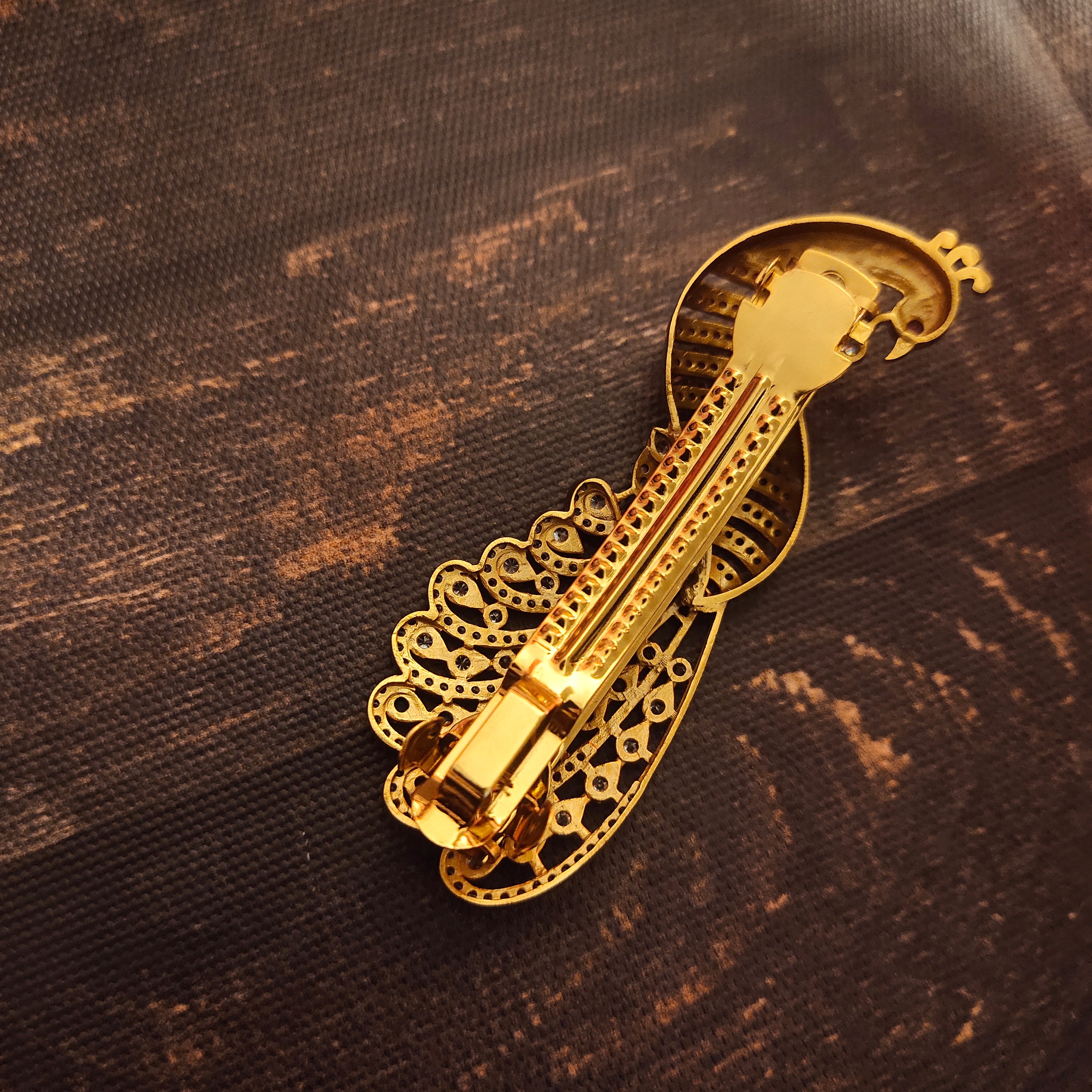 Antique Peacock Hair Clip - Exquisite Temple Jewellery Hair Accessory