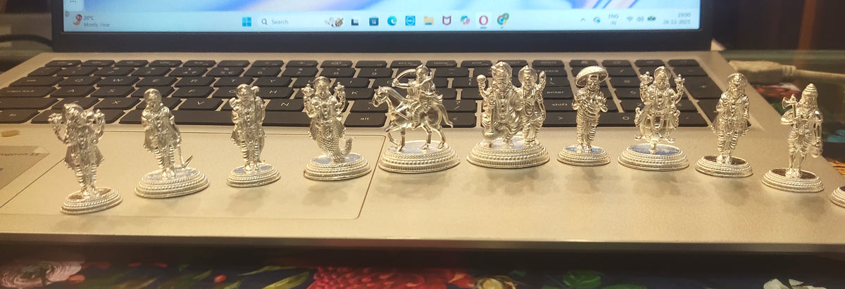 Lord Vishnu Dashavatara - Complete 11 Avatar Silver Idol Set