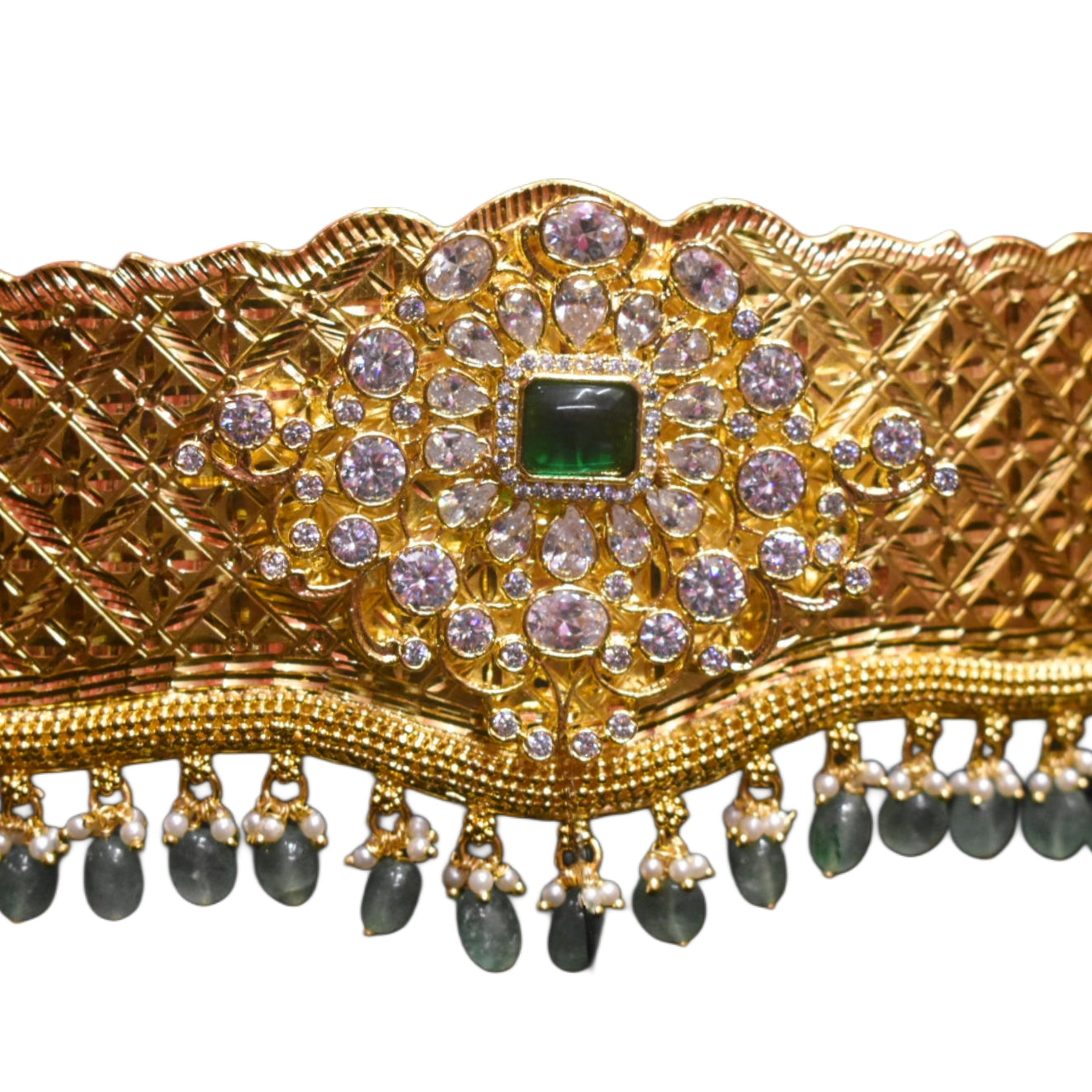 "Dazzle Like Royalty: South Indian Bridal Vaddanam with 24k Gold Plated Zircon Stones by ASP Fashion Jewellery"