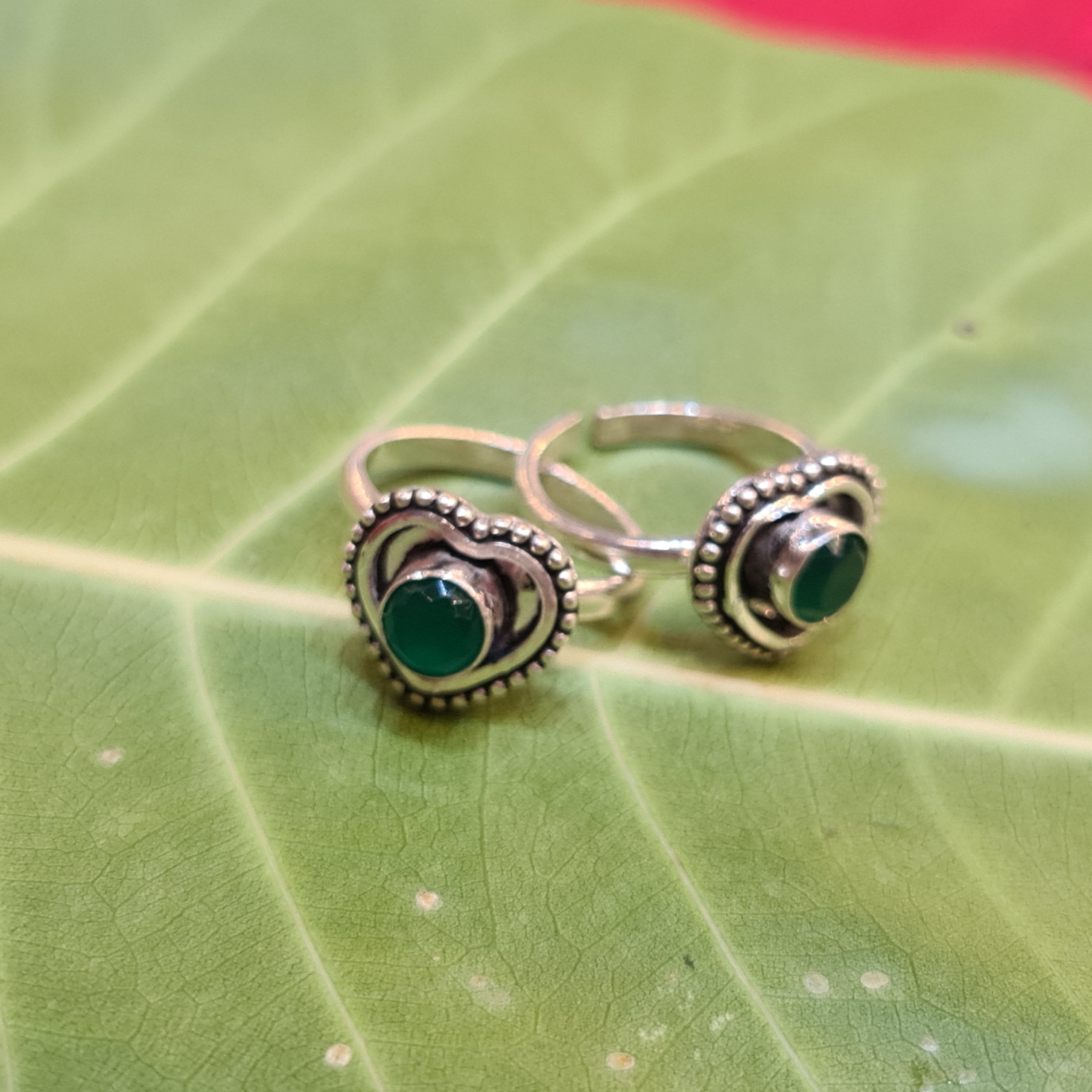 925 Sterling Silver Heart-Shaped CZ Toe Rings - Romantic Bichiya 6.6g