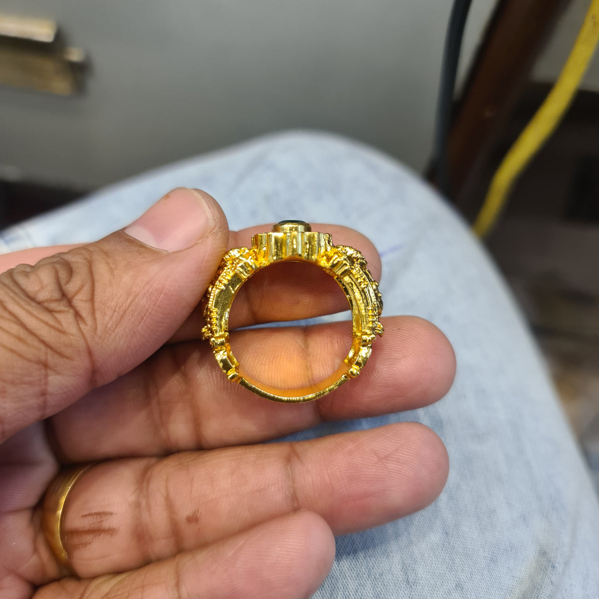 92.5 Silver Gold-Plated Tirupati Balaji Ring