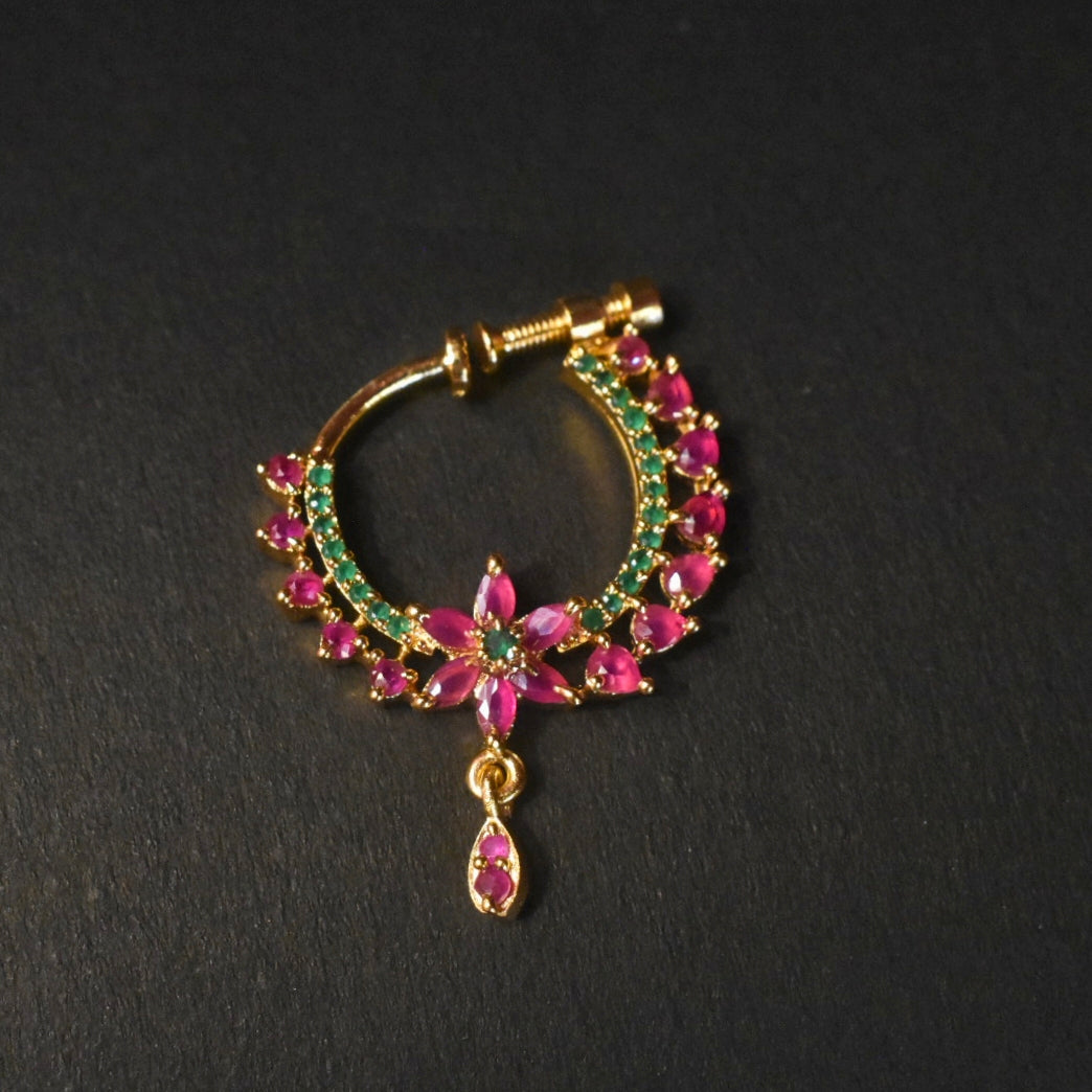 24K Gold Plated South Indian Nath 3cm | No Piercing Nose Ring - 6 Colors