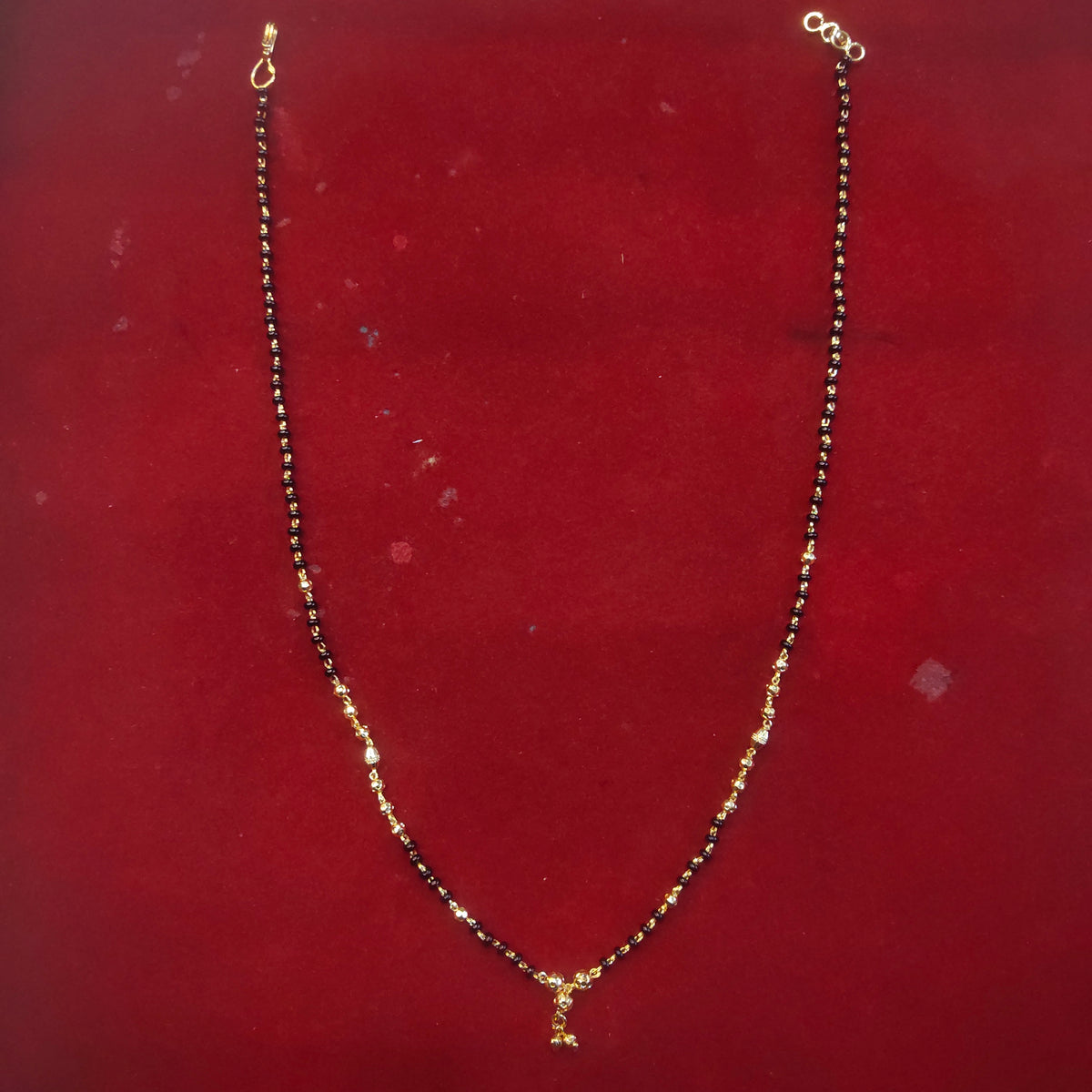 24K Gold Plated Mangalsutra Chain with Black Beads - 20 Inches 134882478341