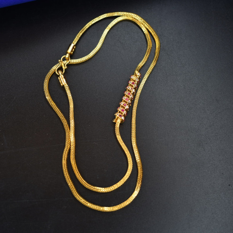 Luxurious 24K Gold Plated Mugappu Chain - Authentic Indian Craftsmanship