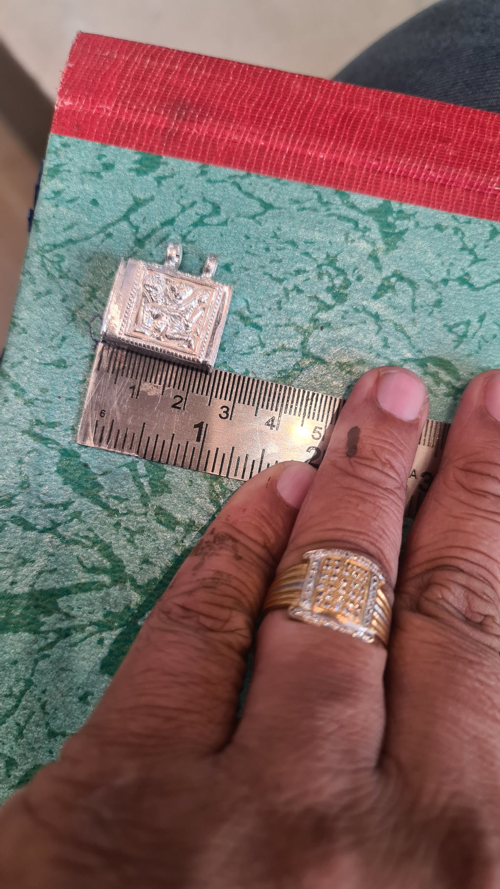 Pure Silver Hanuman Amulet Prayer Box - Square Tabij with Hanuman Idol