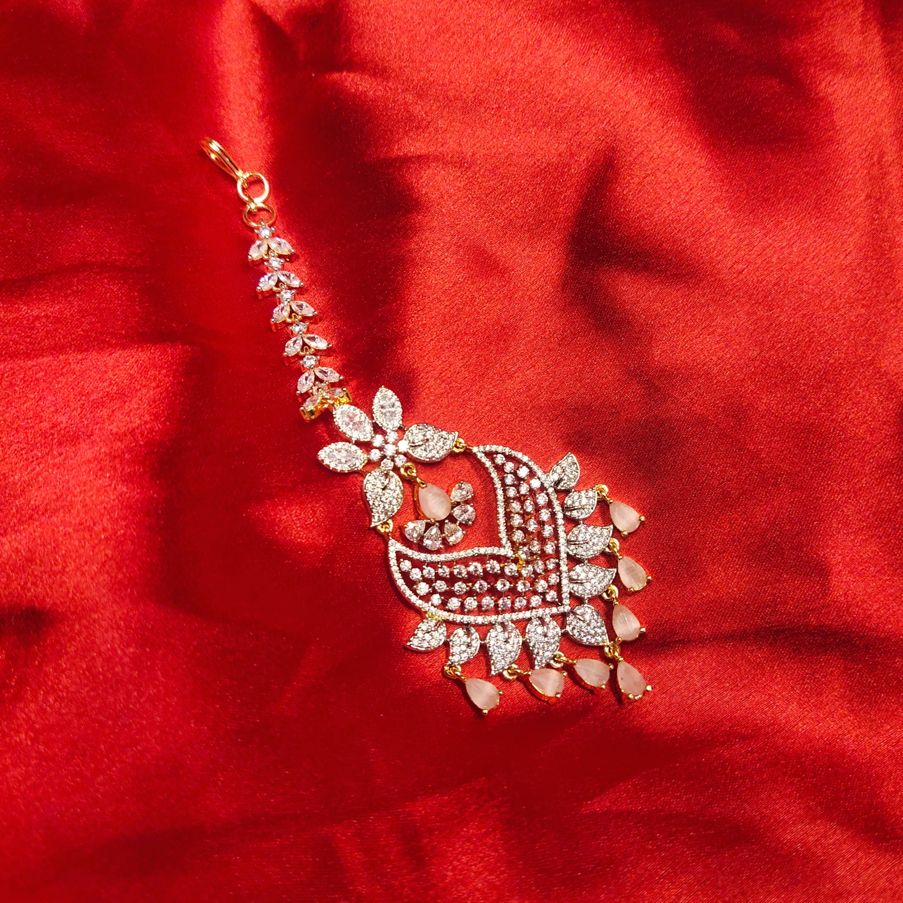 Radiate Elegance American Diamond Maang Tikka - Exquisite Bridal Collection Design 3