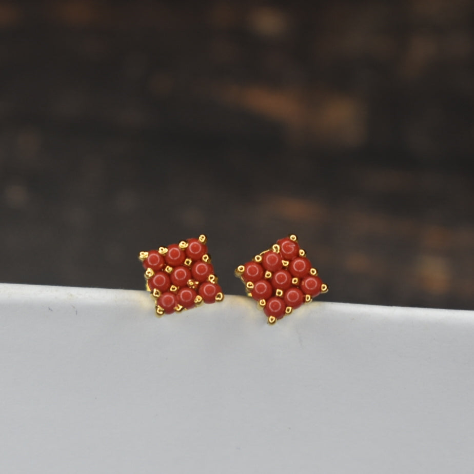 24K Gold-Plated Coral Stud Earrings - Elevate Your Style