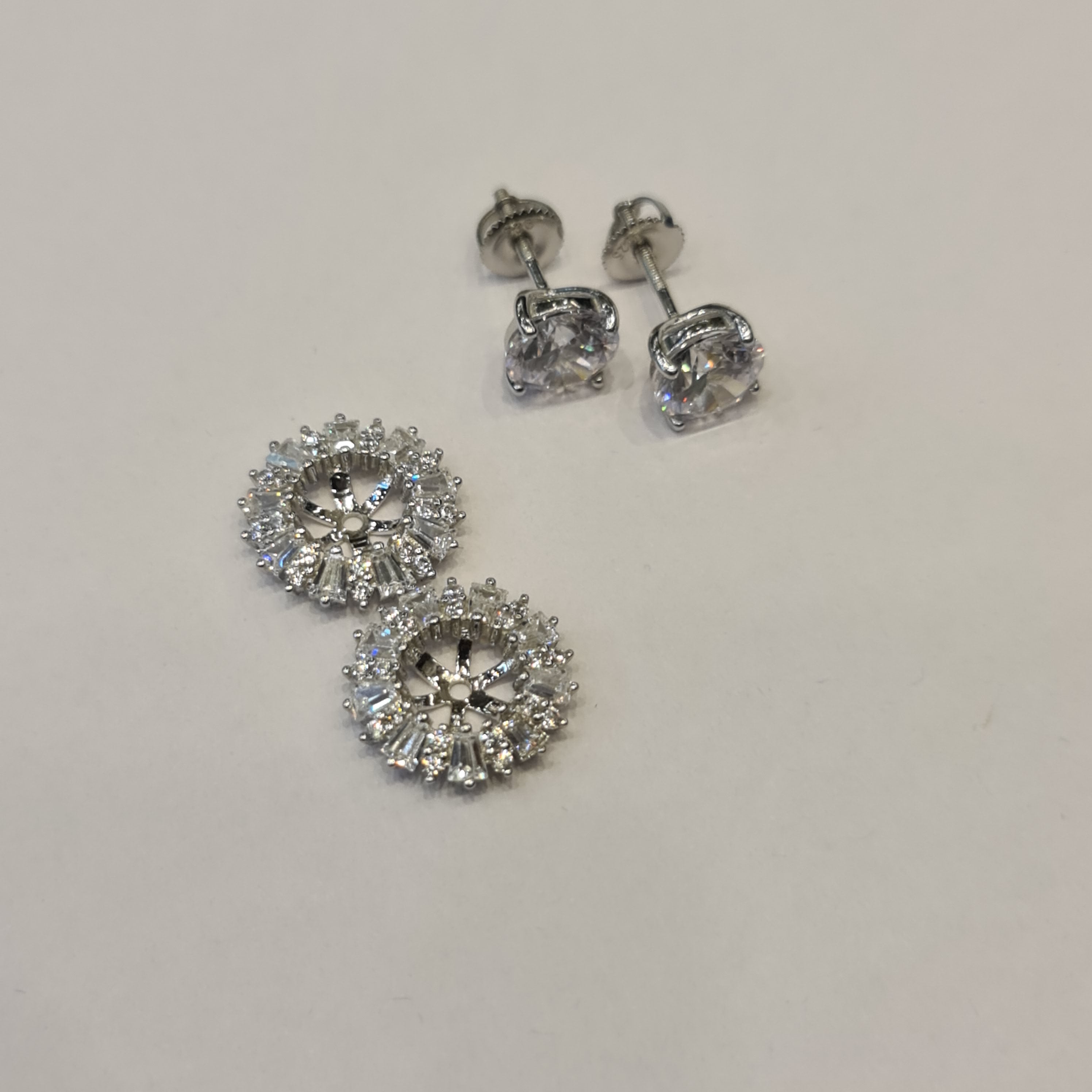 Sterling Silver Detachable Stud Earrings - American Diamond Design