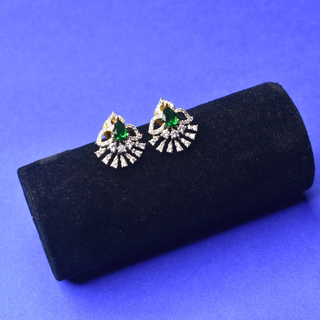 Classic American Diamond Stud Earrings - 24K Gold Professional Office Wear