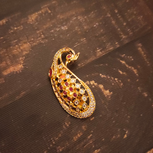 "Sparkling Elegance: The Exquisite Zircon Sari Pin by Asp Fashion Jewellery"