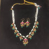 Kundan Meenakari Pearl Necklace with Emerald Drops