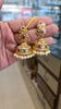 Gold Kundan Polki Jhumka with White Pearl Drops