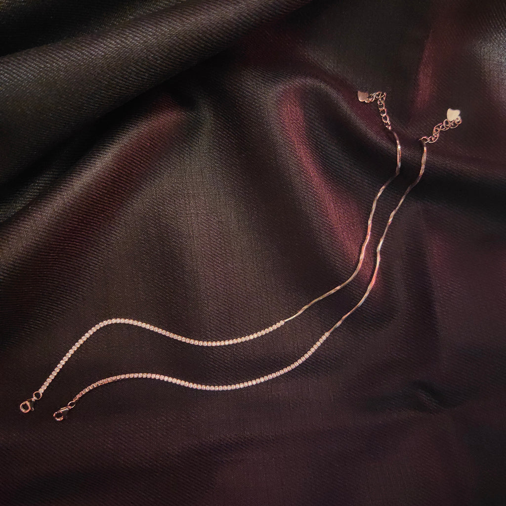 925 Silver CZ Minimal Design Anklets for Women - Elegant Shimmer & Shine