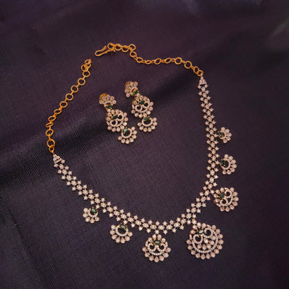 "Sparkling Elegance: Discover the Allure of Asp Fashion Jewellery's American Diamond Necklace Set 96047311"