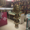 Antique Gold Mini Jada - Triple Tier Lakshmi Temple Hair Ornament with Turquoise & Pearl Drops