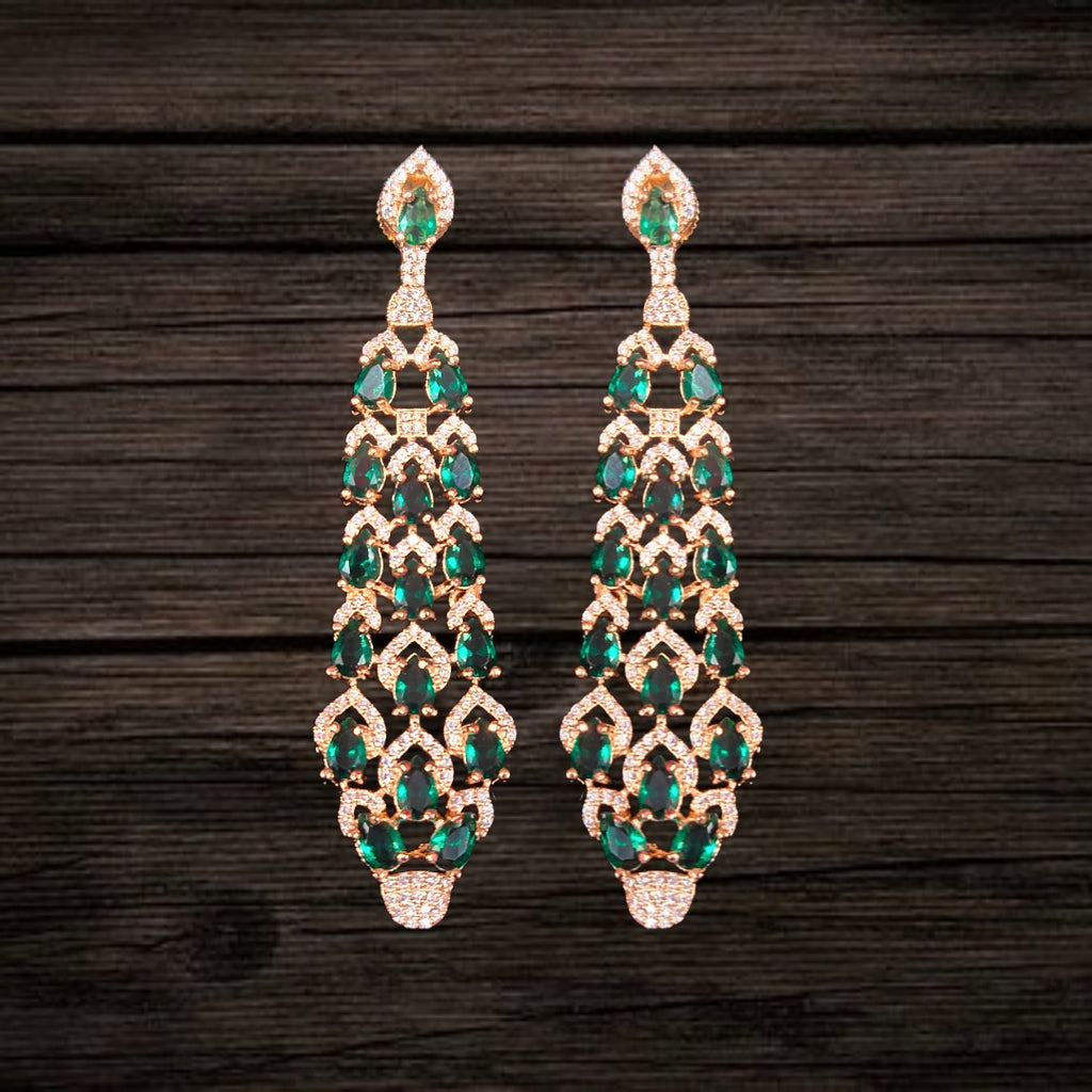 Rose Gold Plated Chandelier Earrings | American Diamond | 6 Colour Variants