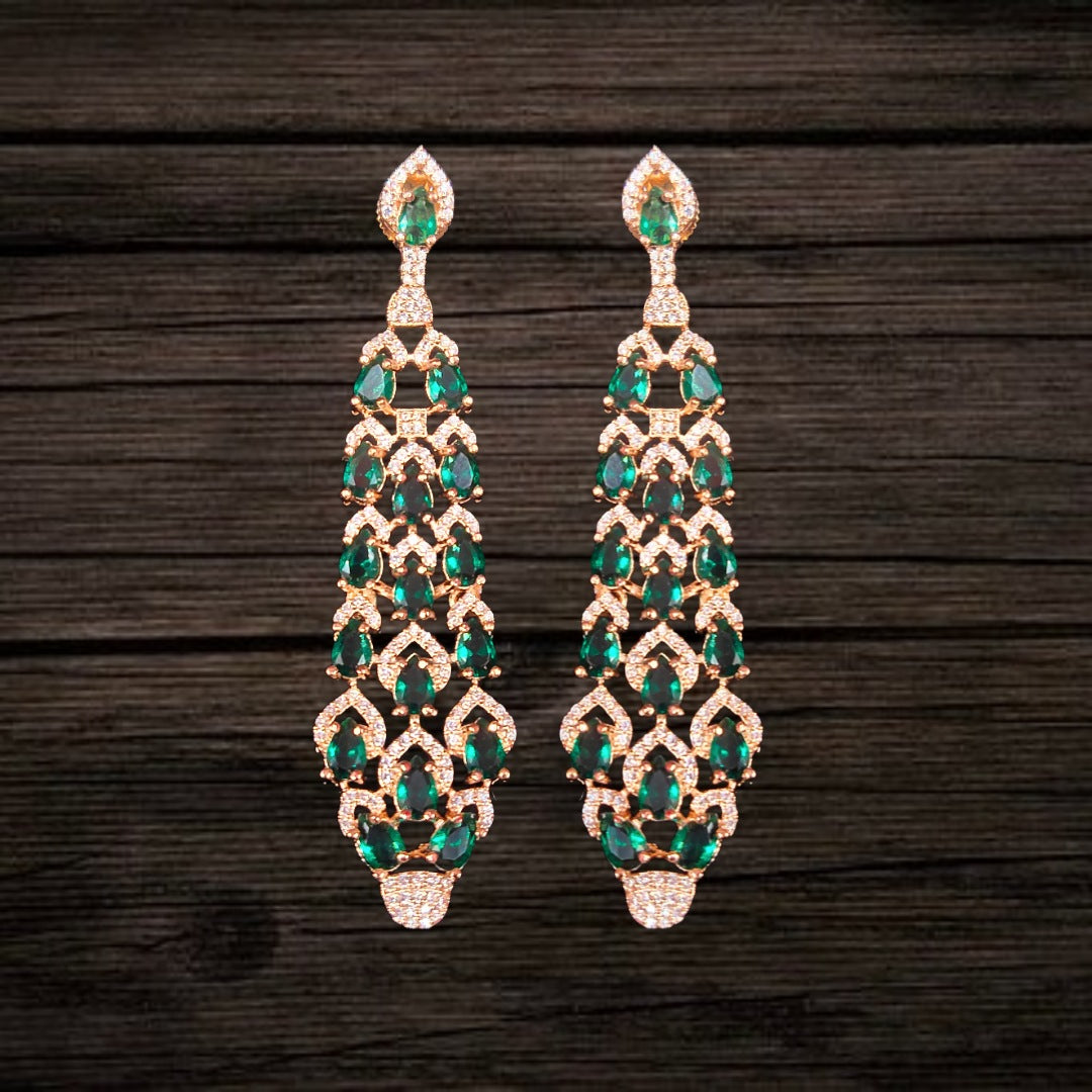 Rose Gold Plated Chandelier Earrings | American Diamond | 6 Colour Variants