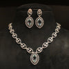 White Rhodium Zircon Necklace Set - Classy Diamond-Look Design