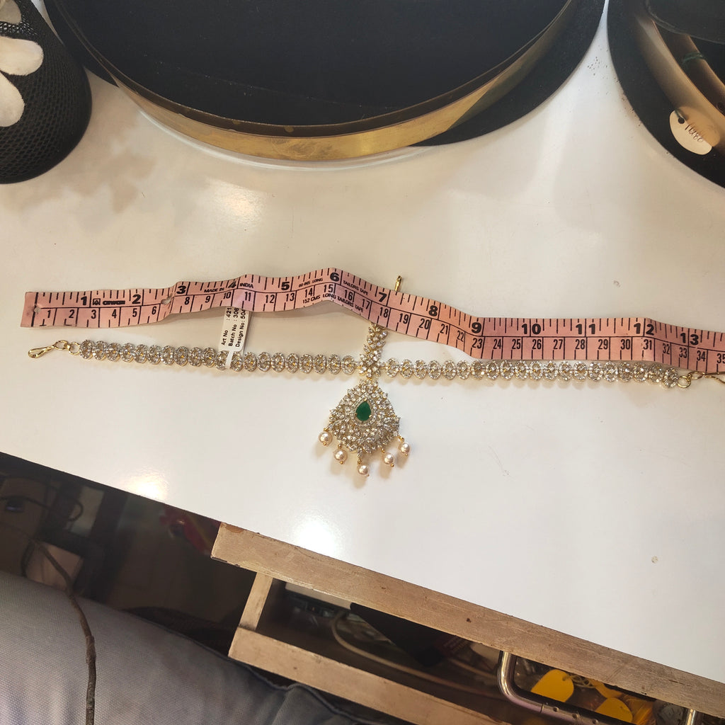 Rhodium Gold Plated Bridal Mathapatti - Traditional Indian Wedding Jewelry