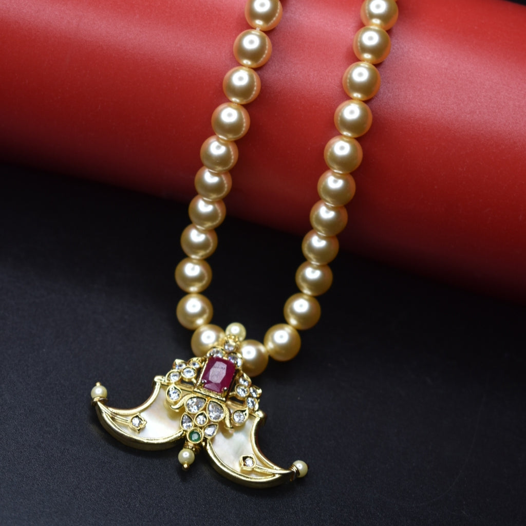 Dazzle Your Little Star: CZ Puligoru Locket with Pearls Necklace for Kids - 30 Inches